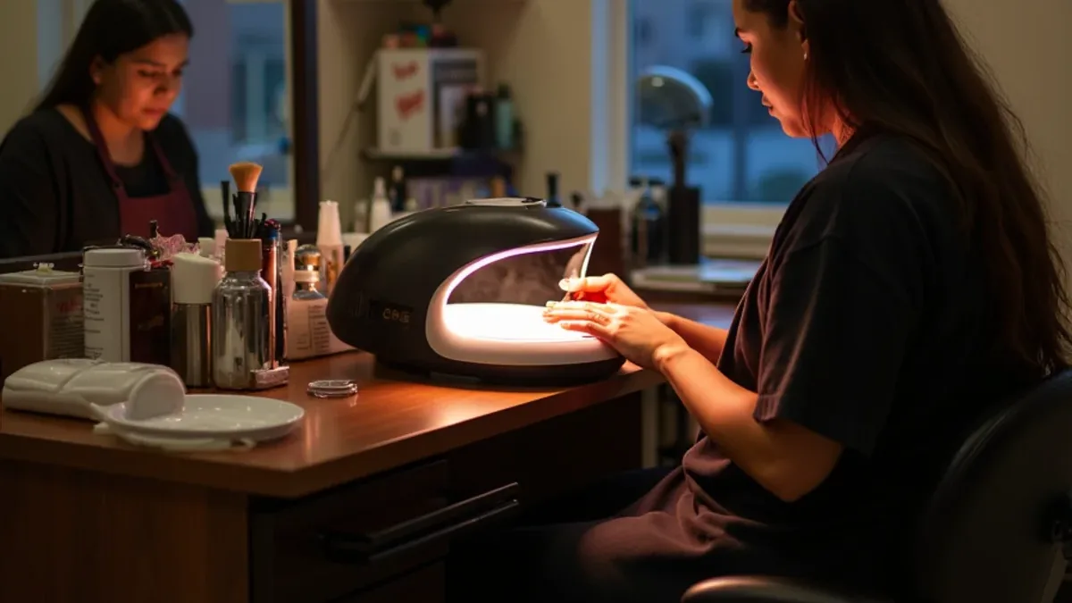Nail technology students training at a beauty school serving Bell Gardens, California