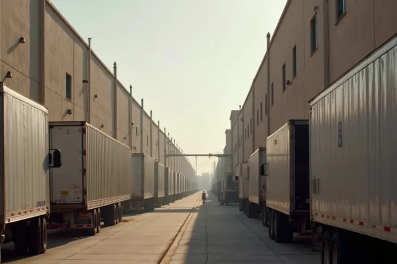 Warehouse and industrial district in Commerce, California, near the South Gate beauty school