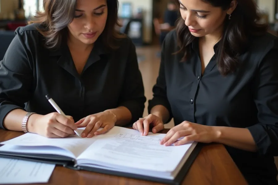 Beauty school graduate preparing a California state licence application packet
