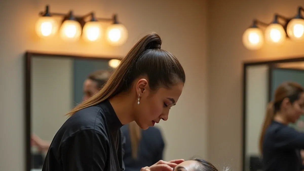 Cosmetology students training at a beauty school serving Long Beach, California