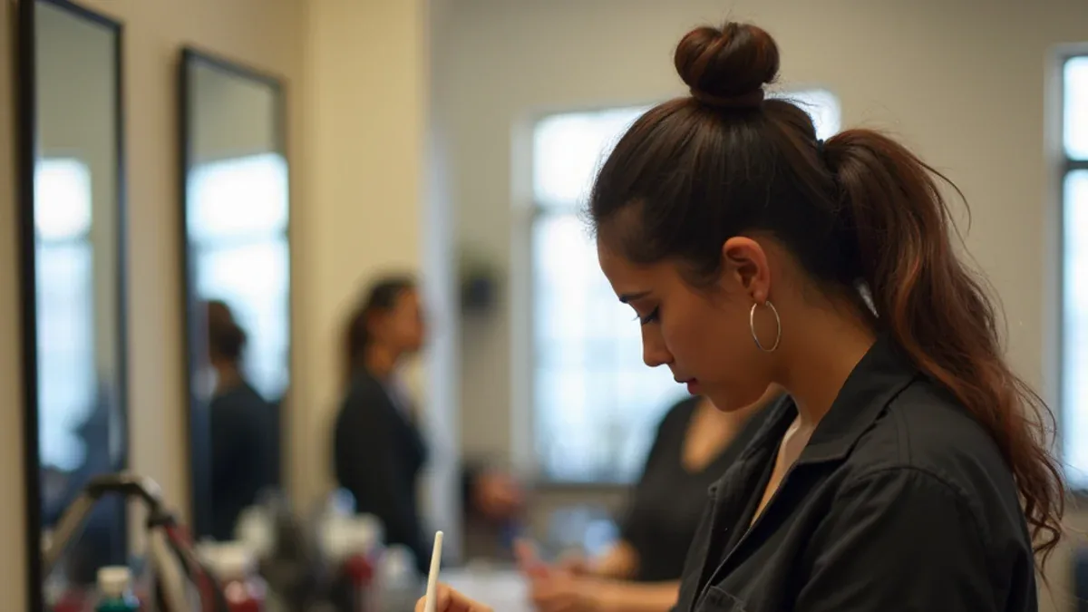 Cosmetology students in class at a Spanish-language beauty school serving Pico Rivera, California